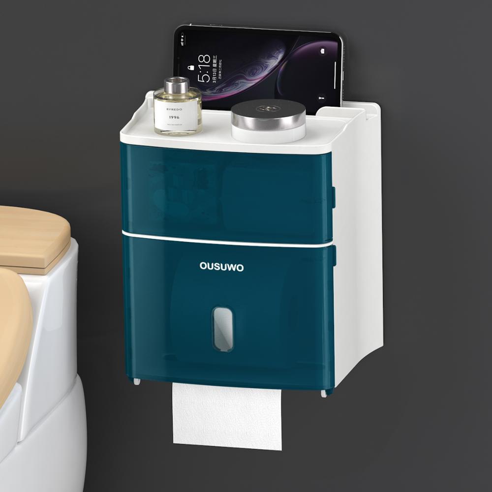 Toilet Waterproof Wall-mounted Toilet Paper Holder Shelf Paper Box Roll Paper Tube Storage Box Tissue Box Household: Purple