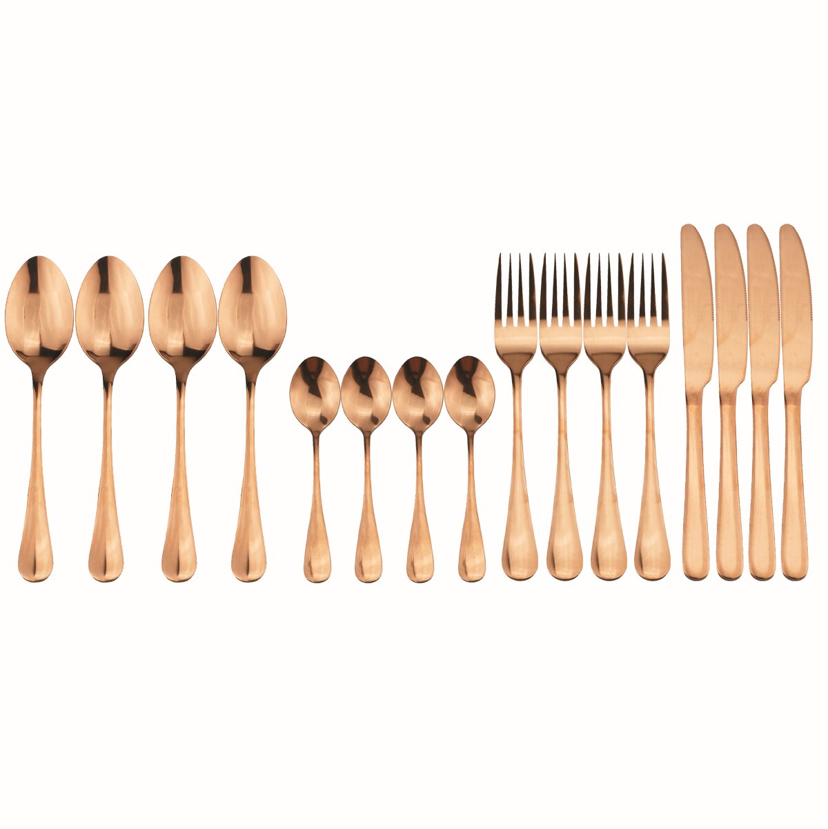 Juego de cubiertos de cobre de acero inoxidable, Set de Cubiertos plateados, tenedor, cuchillo, cuchara, para boda, , 4 unids/set