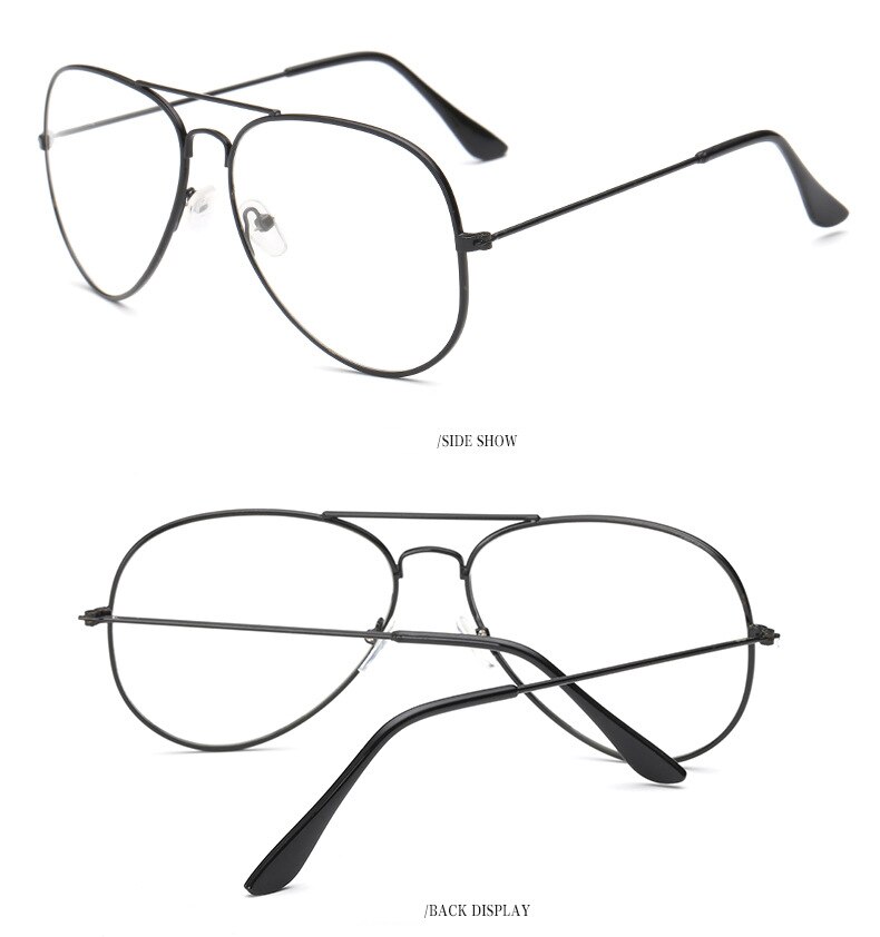 WarBLade Vintage Luxury Reading Glasses Frames Brand Clear Lens Glasses Frame Women Oversize Gold Eyewear Men Pilot Spectacle: black clear