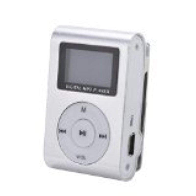 BEESCLOVER Silver Mini MP3 Player Clip USB FM Radio LCD Screen Support for 32GB Micro SD 3.5mm r60