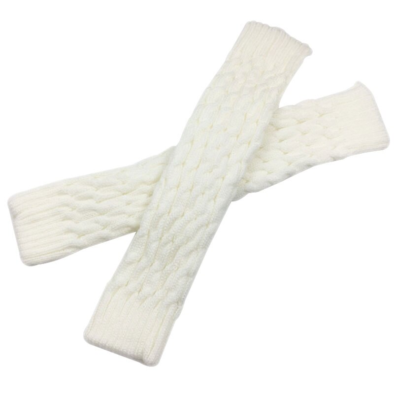 Jambières longues blanches pour femmes, 1 paire, chaussettes chaudes d'hiver tricotées, couvre-jambes coupe-vent à la , à la cheville, aux genoux: 02