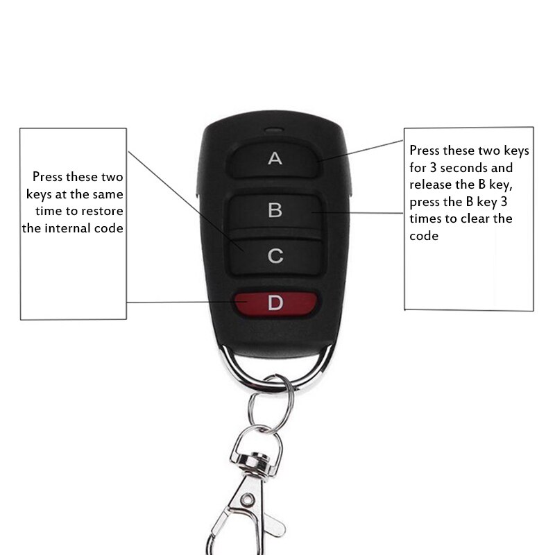 Garagedeur Afstandsbediening 433Mhz DC12V Draadloze Kopie Afstandsbediening Voor Garage Poort Deur Backup Key Clone Afstandsbediening