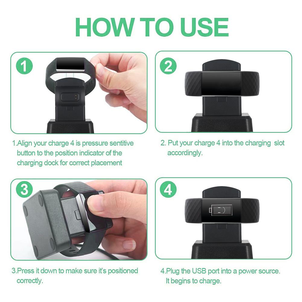 Portable Smart Watch Charger For Fitbit Charge 4 Smartwatch Safe Replacement Charger Dock Stand Charging Cable Station Base