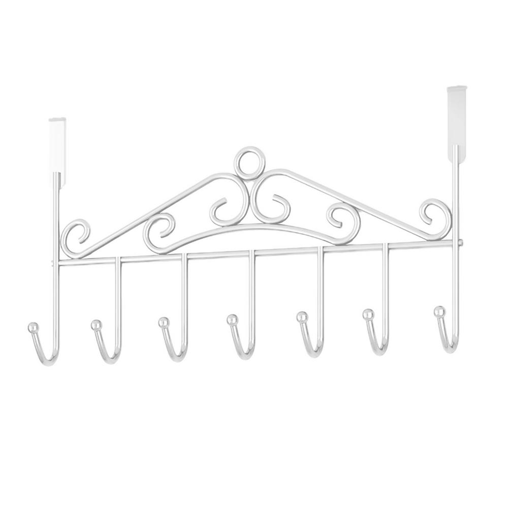 Hooks Over The Door Home Bathroom Organizer Rack Clothes Coat Hat Towel Hanger Bathroom Kitchen Accessories Holder Door Hang: WHITE