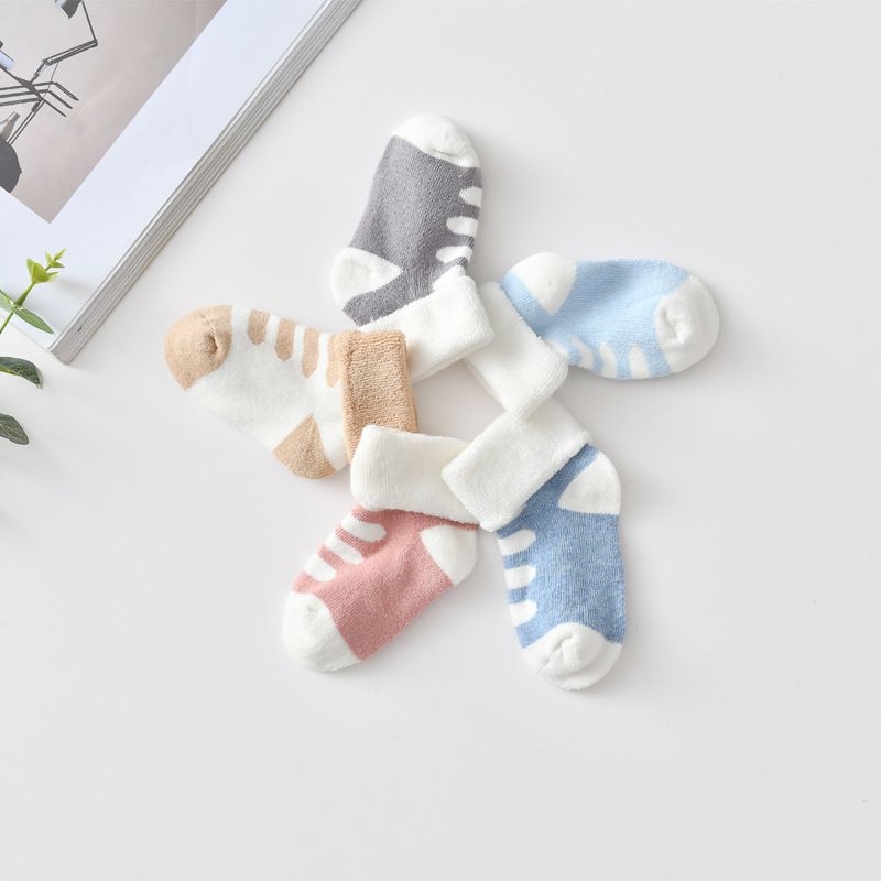 Chaussettes en coton pour -né, 5 paires, , épaisses, confortables, motif dessin animé, pour garçon et fille