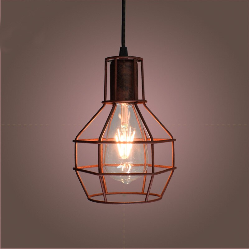 Nordisk loft retro jernbur moderne lysarmatur amerikansk industri vintage lampe kjøkken hengende lamper: 1 lett type rust