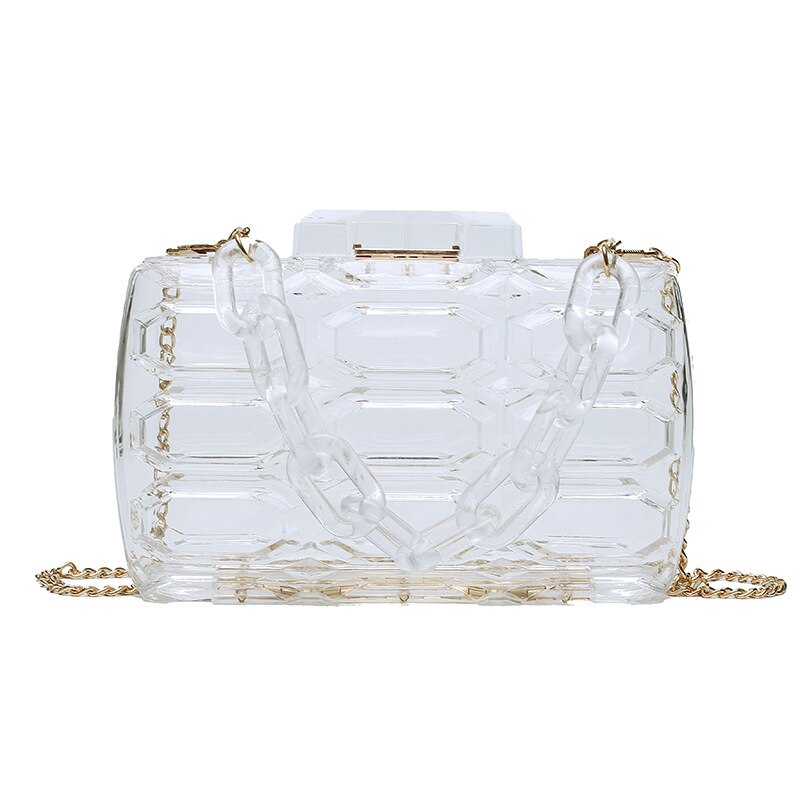 Transparant Acryl Box Vrouwen Party Clutch Bag Mode Portemonnees En Handtassen Vrouwelijke Schouder Crossbody Chain Bag Pouch Wedding: Clear