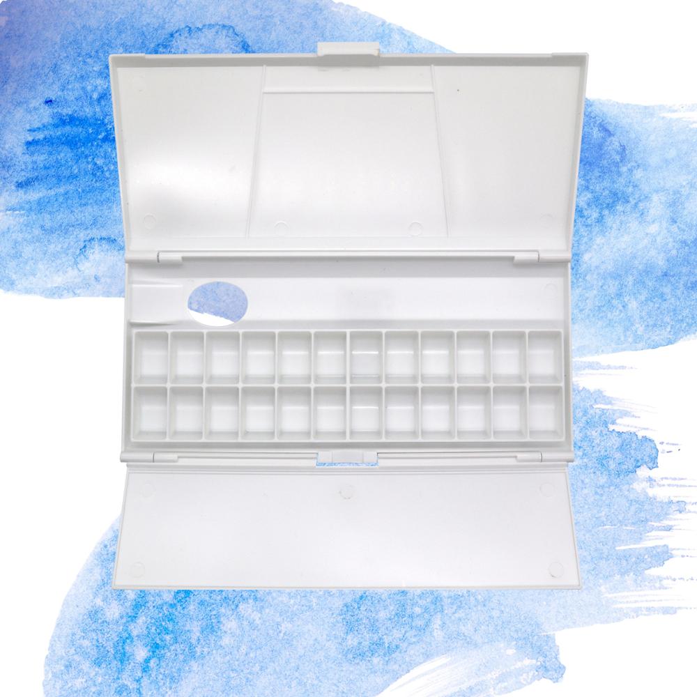 24 Grids Folding Paint Palette Tray Moisturizing Watercolor Palette for Artist Watercolor Oil Painting Box Painting Art Supplies