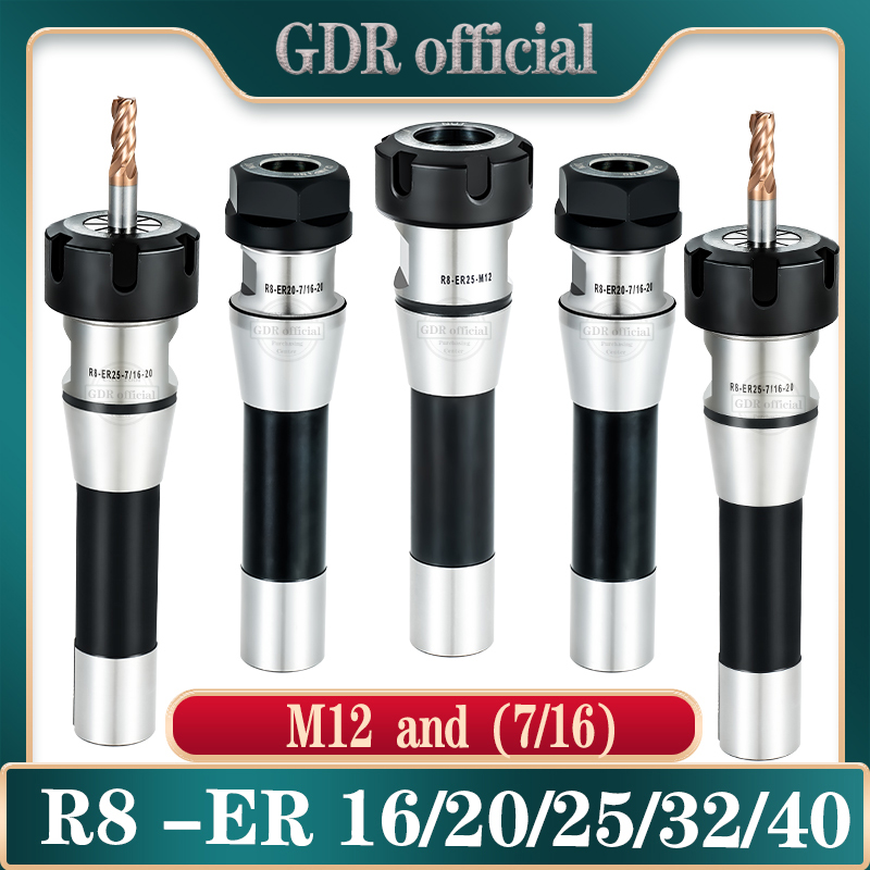 R8 ER tool holder R8 ER16 ER20 ER25 ER32 ER40 M12 collet chuck Milling Machine Milling Tool Holder R8 taper shank milling chuck