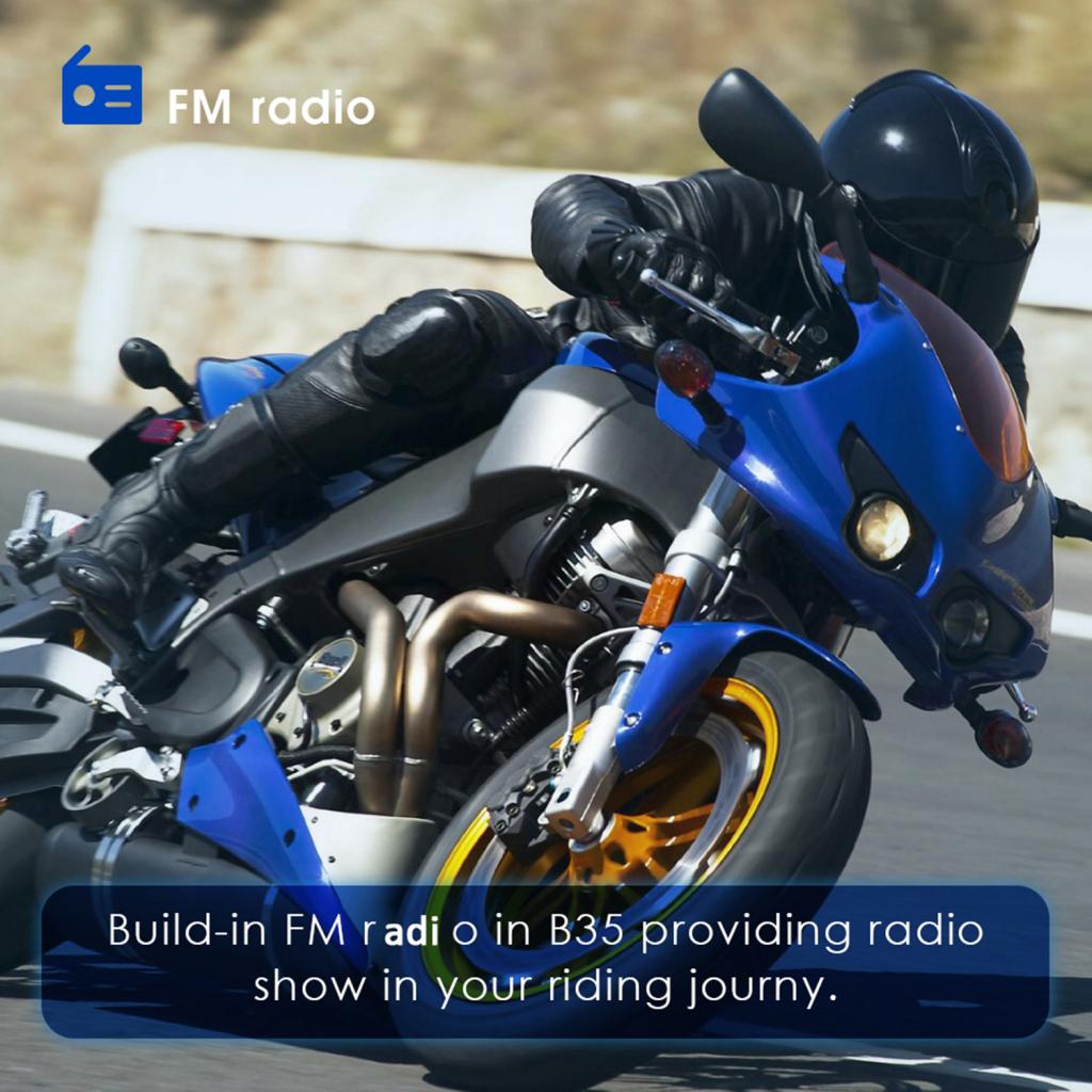 Motorsykkel intercom hjelm bluetooth 4.1 vanntett fm-radio (svart)
