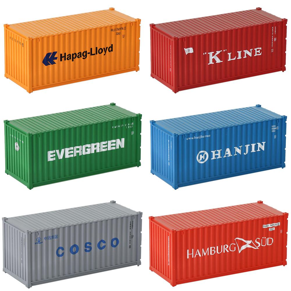 3pcs/6pcs Mixed Different 20ft Freight Container HO Scale Model Train Accessories 1:87 20 Foot Container C8726