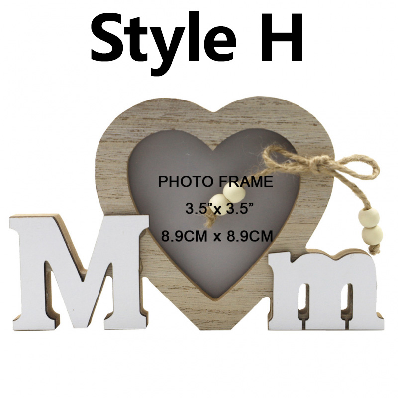 Marco de fotos de corazón de amor de madera, adornos artesanales, marco de fotos, cereza para boda, Día del Padre, Día de San Valentín, decoración de mesa,: Azul oscuro