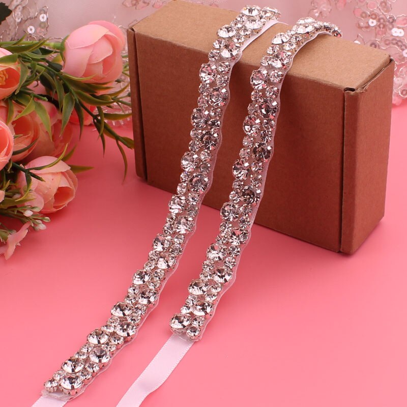 Luxe Glanzende Bruids Riem Trouwjurk Diner Riem Kristal Strass Riem: ivory
