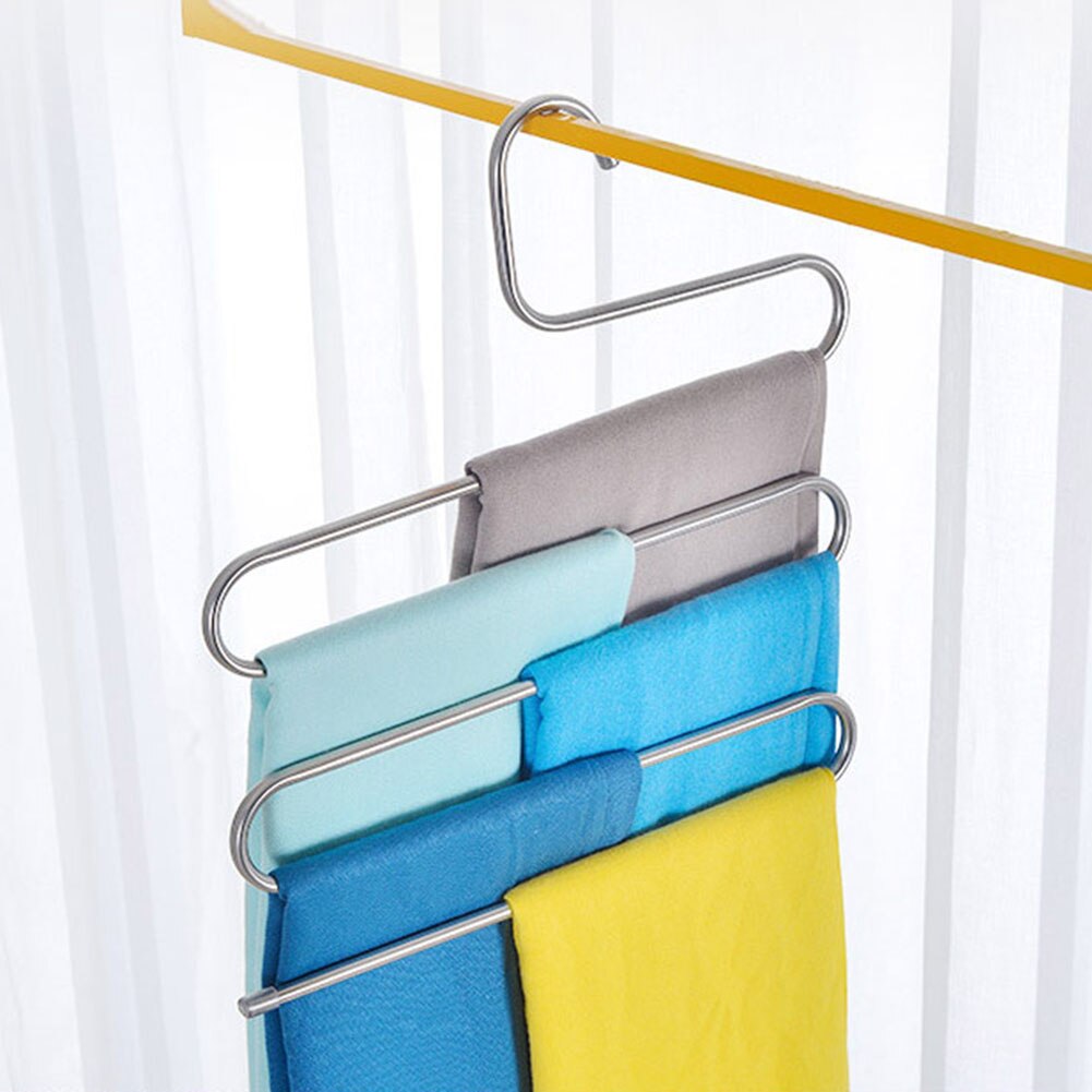 S Vorm 5 Lagen Anti-slip Broek Drogen Hanger Garderobe Broek Magazijnstelling