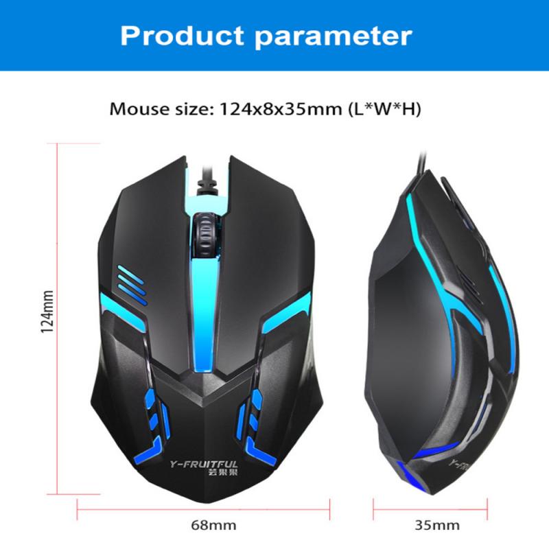 1000DPI Wired Mouse Game RGB LED Luminous Mouse Black And White USB 2.0 Ergonomic Office Mouse For PC Laptop Desktop