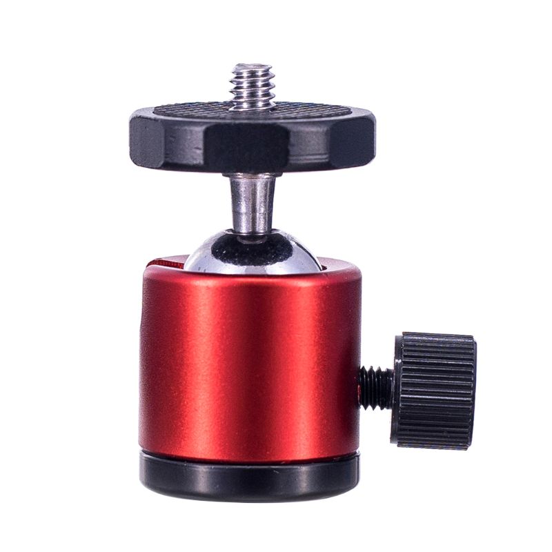Mini Ball Head 1/4" Screw Mount 360 Swivel Bracket Aluminum Metal Stand Holder for DSLR Camera Tripod Accessories: Red