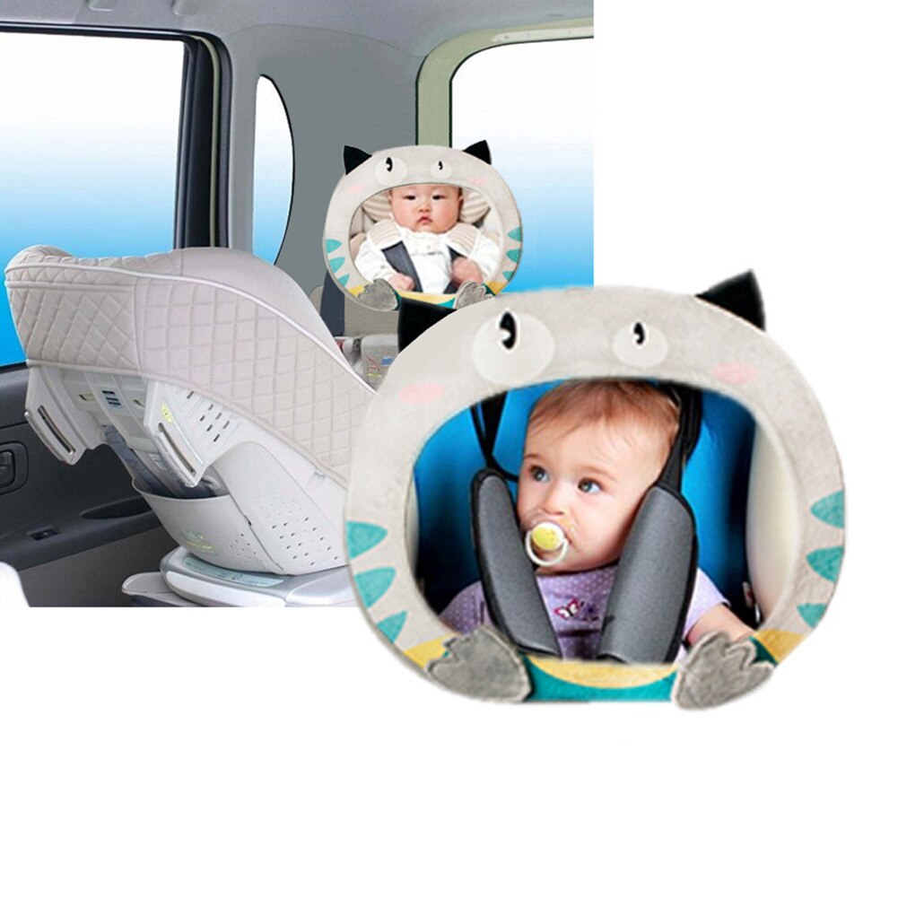 Baby sikkerhed vidvinkel bakspejl nakkestøtte tegneserie dyr bil interiør bagsæde spejl justerbar børnesikkerhedsmonitor