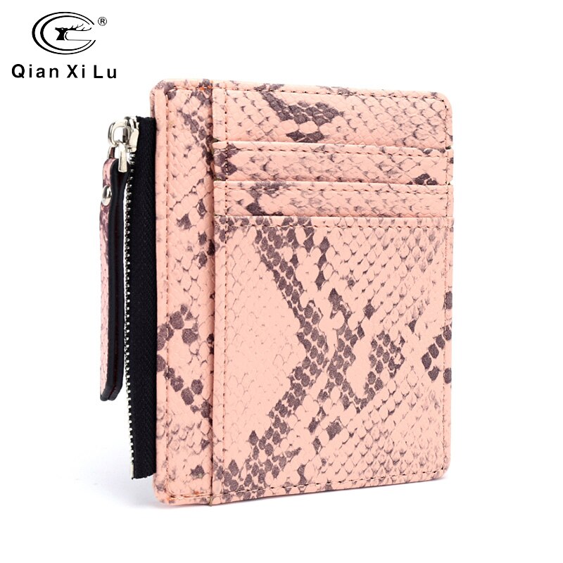 Qianxilu Slanke Vrouwen Portemonnee Korte Zak Kleine Pu Leer Creditcardhouders Dunne Rits Portefeuilles Broekzak Mode Clutch Bag