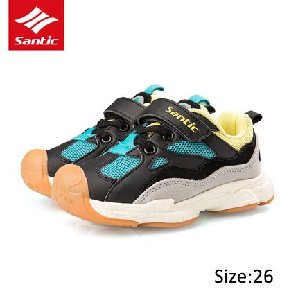 Santic Breathable Kids Cycling Shoes Pro Team Race Child Balance Bike Shoes Anti-slip Safety Boys Girls Bicycle Sport Shoes: Blue-26