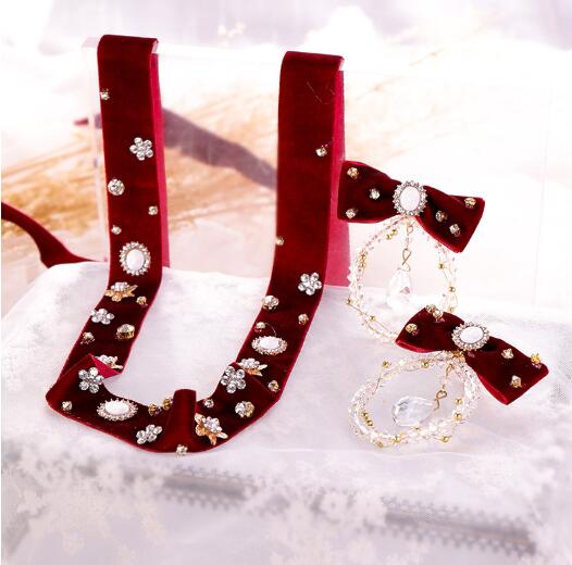 Banda de pelo para de graduación, tocado de boda burdeos, vestido de novia, diadema con cuentas para , diadema con pendientes