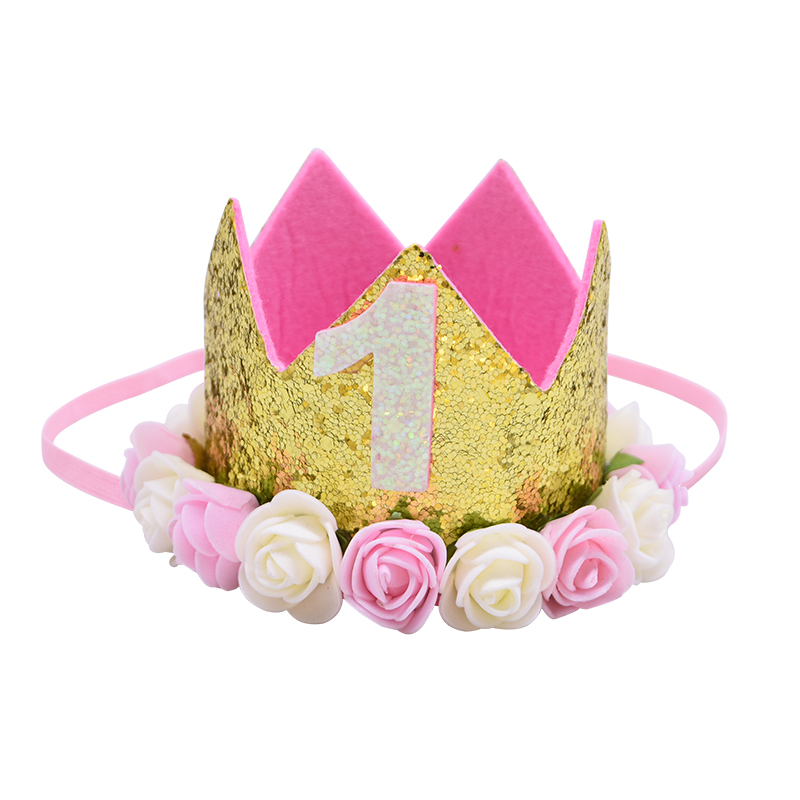 Gelukkig Eerste Verjaardagsfeestje Hoeden Decor Cap Een Verjaardag Hoed Prinses Kroon 1st 2nd 3rd Jaar Oude Nummer Baby Kids haar Accessoire: B02