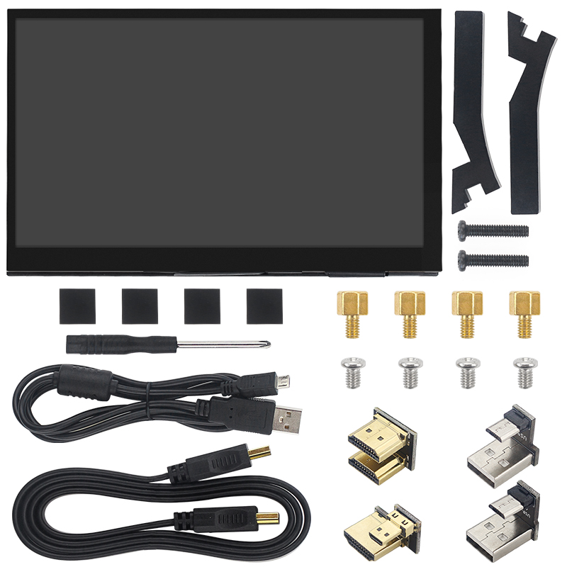 7 Inch Draagbaar Scherm Ips Lcd Capacitief Touchscreen 1024X600 Monitor Optionele Luidsprekers Voor Raspberry Pi Laptop Pc: Black