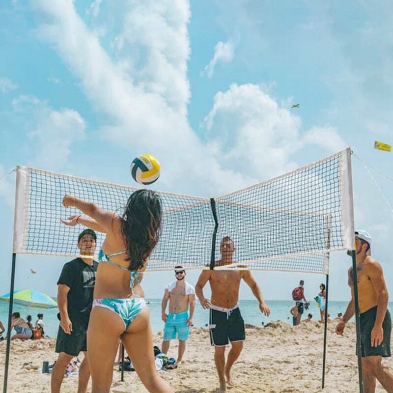 Volleyball Net Portable Quad Cross Beach Multipurpose Net Cross Shaped Indoor Outdoor Volleyball Net Sports Equipment