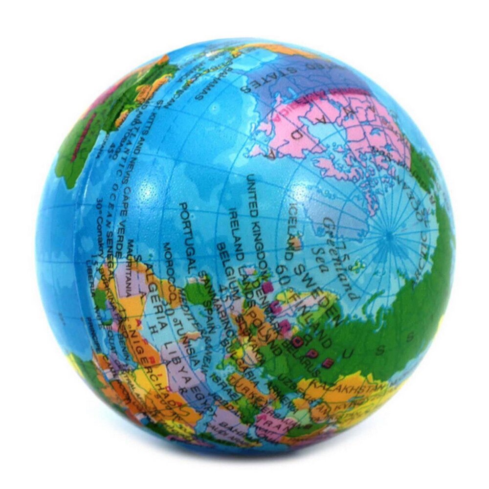1PC World Map Foam Earth Globe Hand Wrist Exercise Stress Relief Squeeze Soft Foam Ball