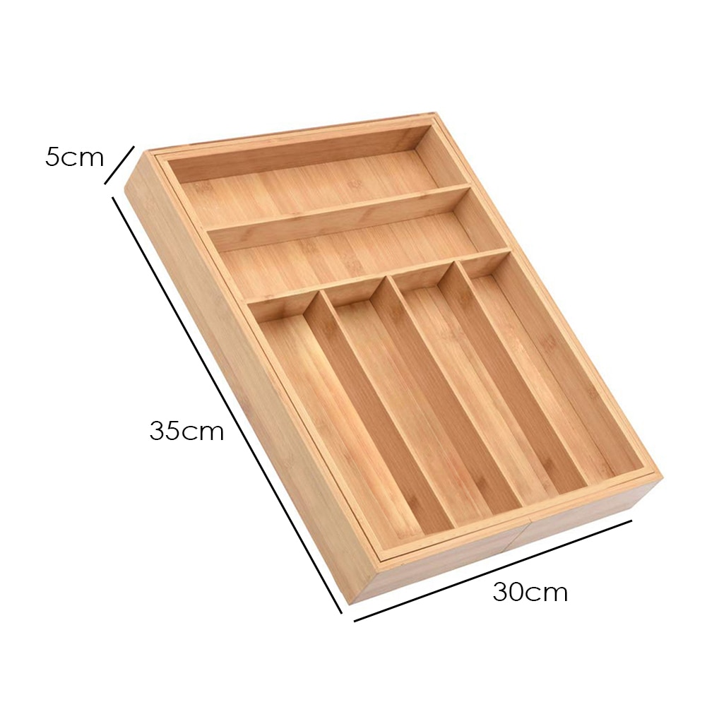 9 Grid Kitchen Non-Retractable Bamboo Cutlery Tray Storage Box Tableware Storage Box Kitchen Jewelry Tools Drawer Organizer