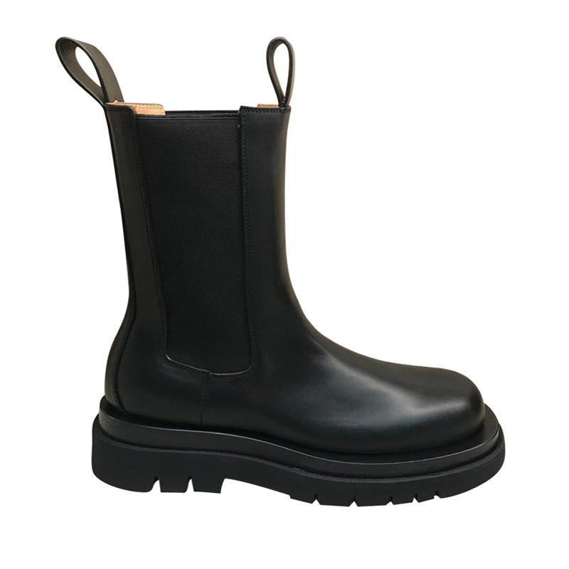 Lyxiga märkes vinterskor dam mid-calf boots pu läder motorcykel stövlar dam chelsea stövlar flaskor femme botas mujer