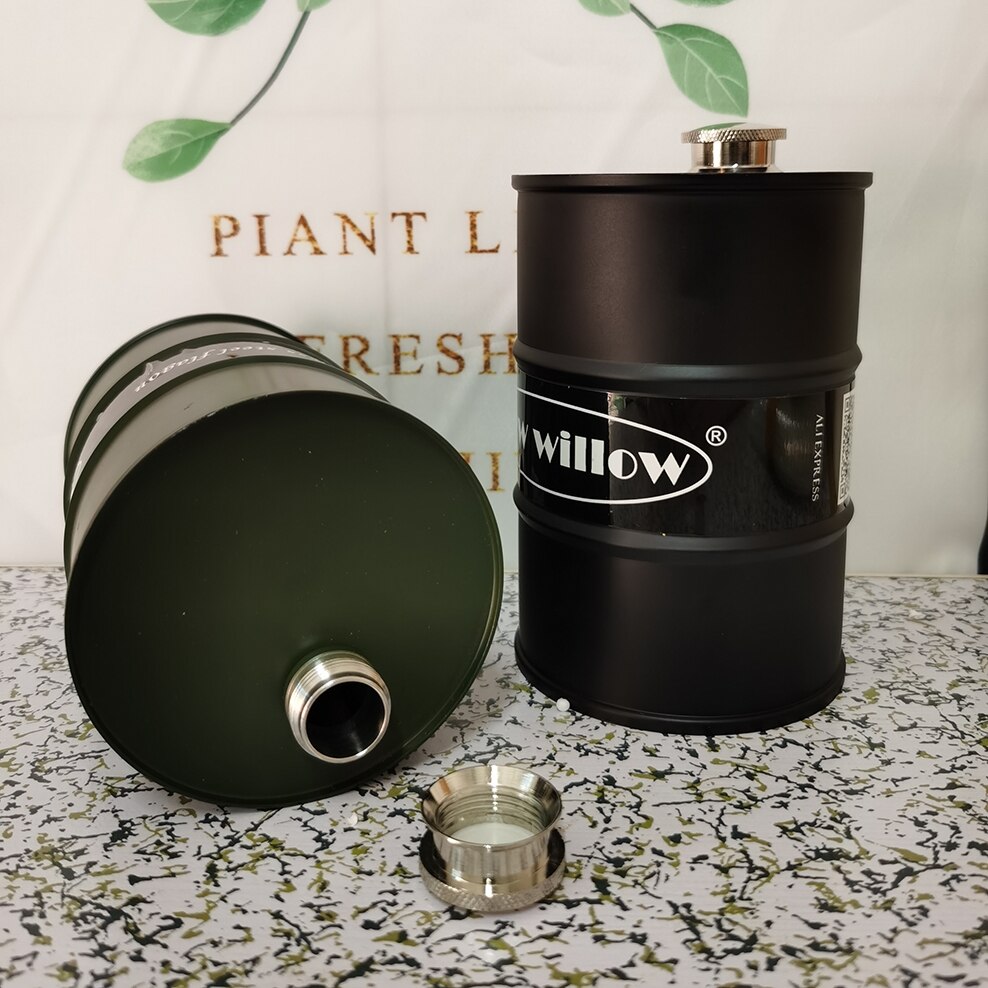 Kleine Kolf 24 Ounce Verdikte 304 Rvs Heupfles Olie Drum Vorm Body Draagbare Outdoor Wijn Fles Olie Vat jug