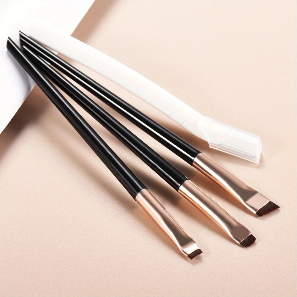 Ultra-Thin Eyebrow Brush Set -3Pcs Angled Precision Eyeliner MakeupBrushes, Synthetic Bristles Slanted Eyeshadow Eye Brow Tintin: Yellow