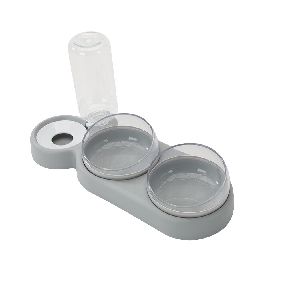 Automatische voerbak voor honden en katten, voerbak met waterdispenser, dubbele drinkbak, verhoogde staande kom, kommen met dierenbenodigdheden: Grijs
