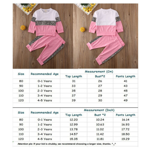 1-5 år småbarn barn bebis flicka kläder t-shirt toppbyxor leopard outfits träningsoverall set