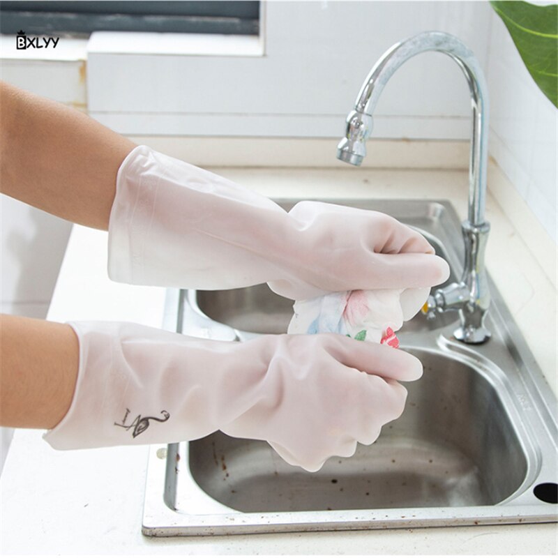 Køkkengummi vandtætte handsker fortykkede rene og holdbare gennemsigtige opvask og vaskehandsker køkken tilbehør .8z