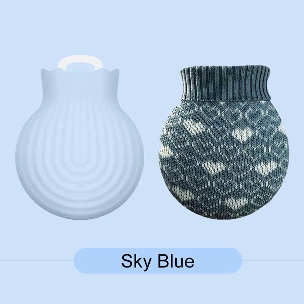 Water Bag 240ML Microwave Heating Silicone Bottle Winter Heater with Knitted Cover Warmer Water Bottle #08: BU