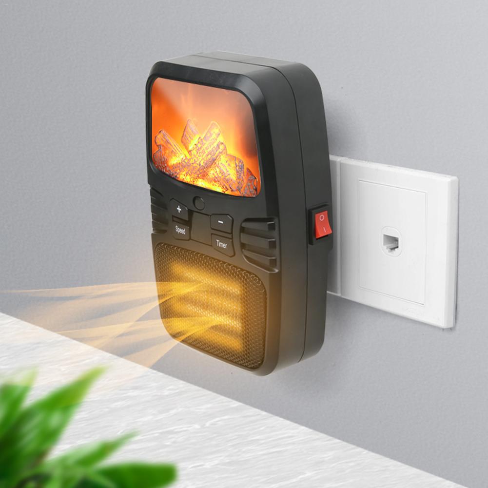 Space Heater Electric Vlam Heater Kleine Verstelbare Heater Voor Auto 1000W Draagbare Desktop Heater Muur Plug- in