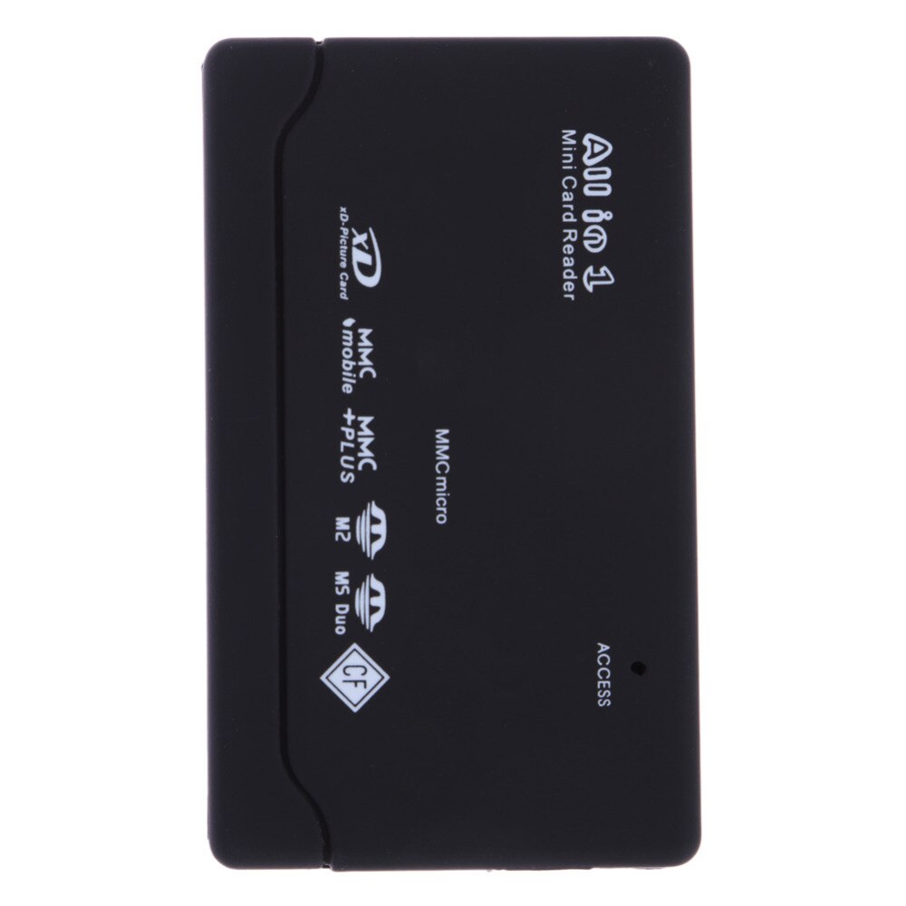 Black All in One Memory Card Reader USB External Cardreader SD SDHC Mini Micro M2 MMC XD CF Reader for MP3, Digital camera