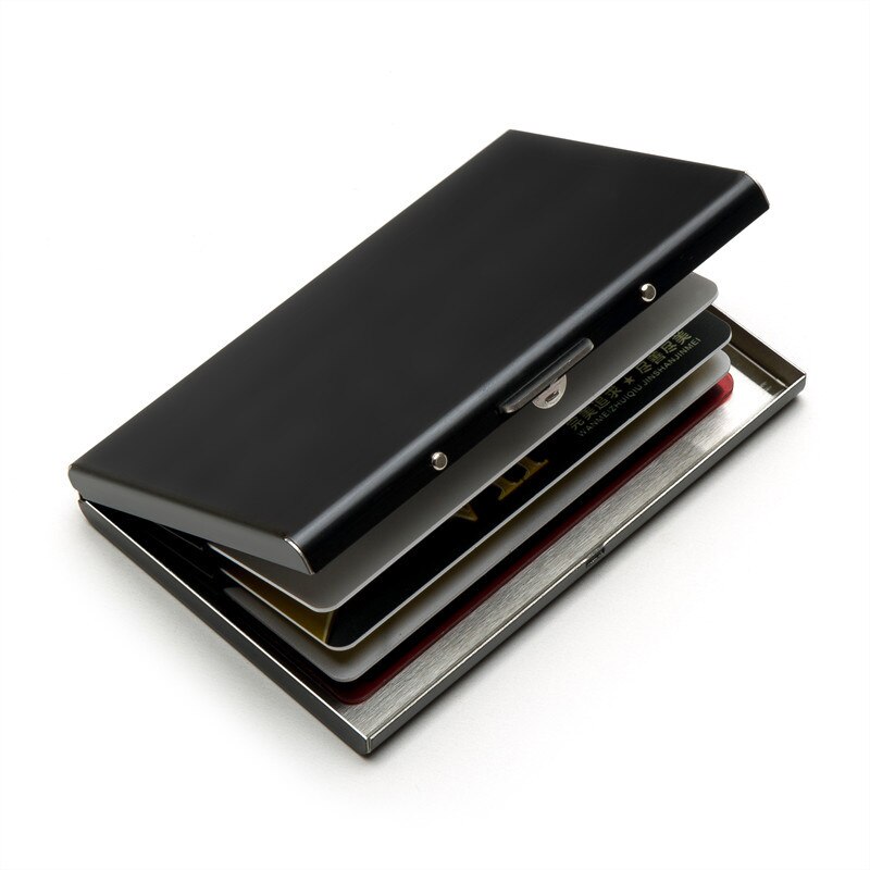 Rfid Antimagnetic Kaarthouder Vrouwen Mannen Metalen Credit Id Kaart Pakket Business Card Houders Purse Wallet Kaarthouder Case: black