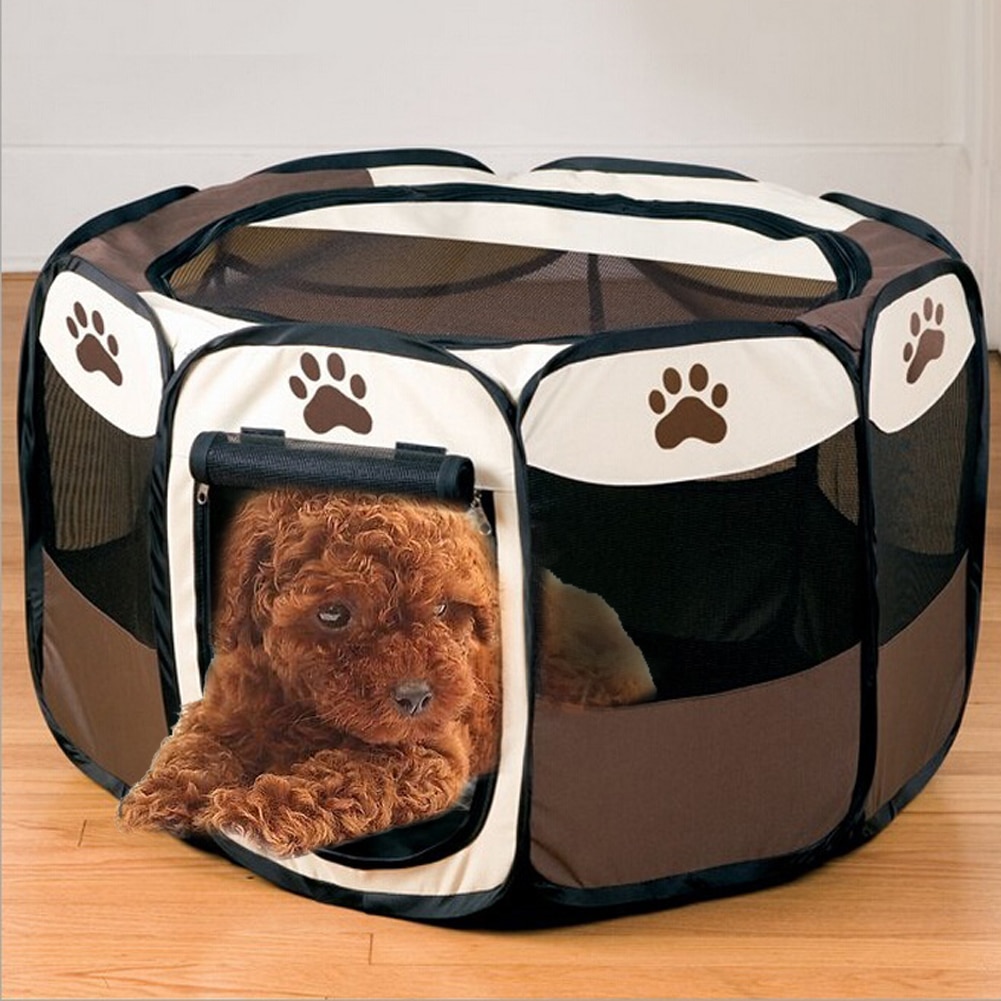 Garra impressão portátil dobrável pet cerca interior ao ar livre jogo seguro guarda playpen pequeno médio gaiola animal para gato cão
