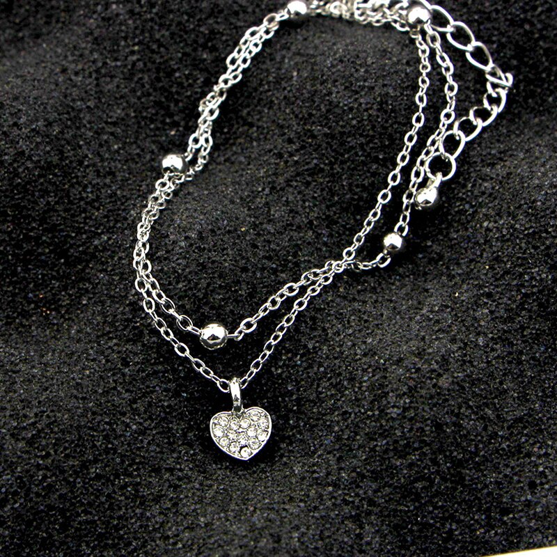 Simple Heart Ankle Layering Pendant Anklet Foot Jewelry Summer Beach Anklets On Foot Ankle Bracelets For Women Leg Chain