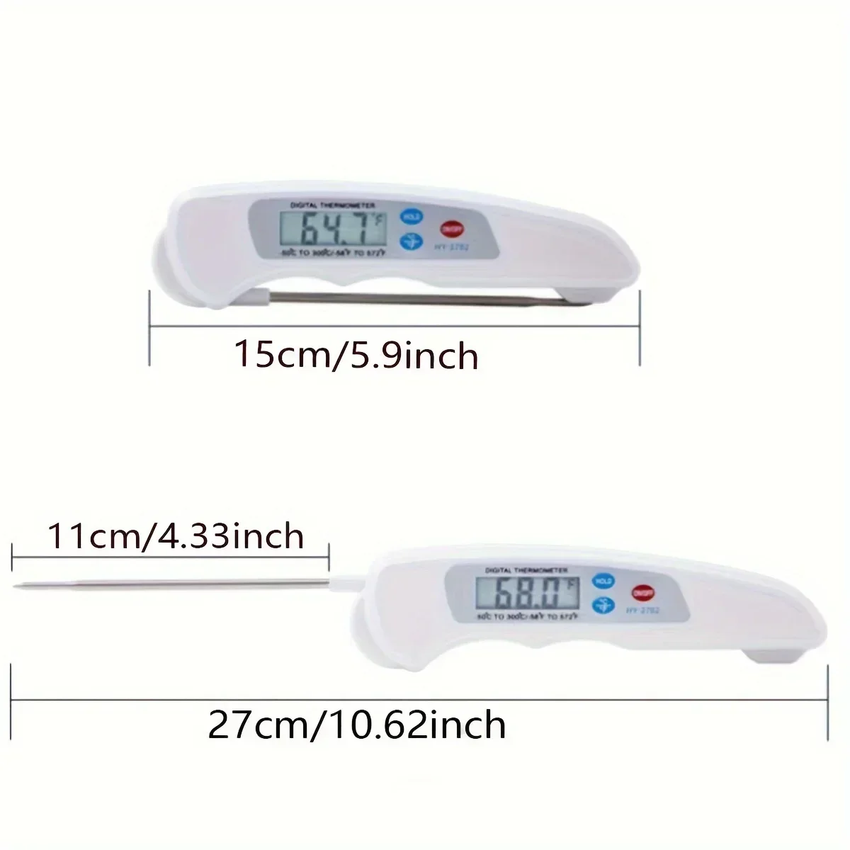 Opvouwbare vleesthermometer - magnetische roestvrijstalen voedselsonde, waterdichte digitale kookthermometer voor barbecue- en keukengebruik