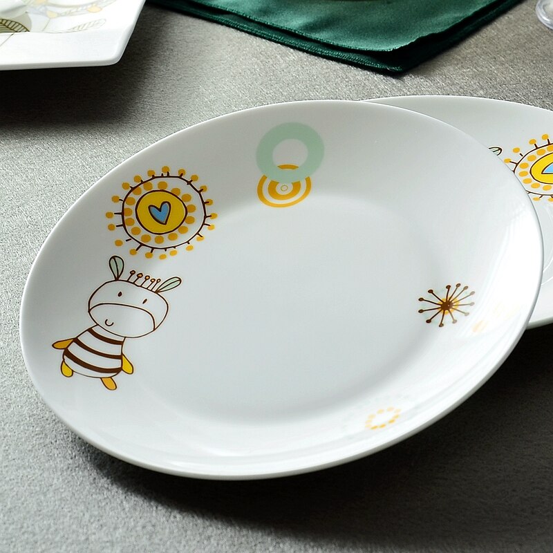 8 inch, bone china diner platen, leuke cartoon , keramische kids lader platen, buffet-gerechten voor chidren partij, servies