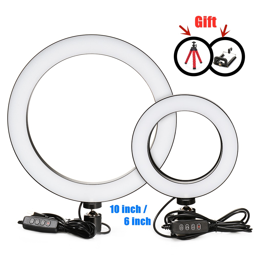 16 cm/26 cm Fotografische Studio Selfie 20cm Ring Licht 3200 K-5500 K Dimmbare LED Beleuchtung mit USB Kabel tragbar Schreibtisch stativ