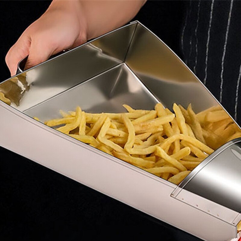 Stainless Steel Chip Scoop French Fries Shovel Loader Chip Packaging Shovel Funnel Popcorn Fast Food Tool