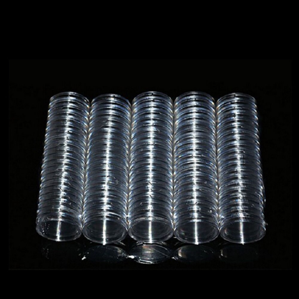 10 stuks/set doorzichtige ronde plastic doosjes 30mm munten