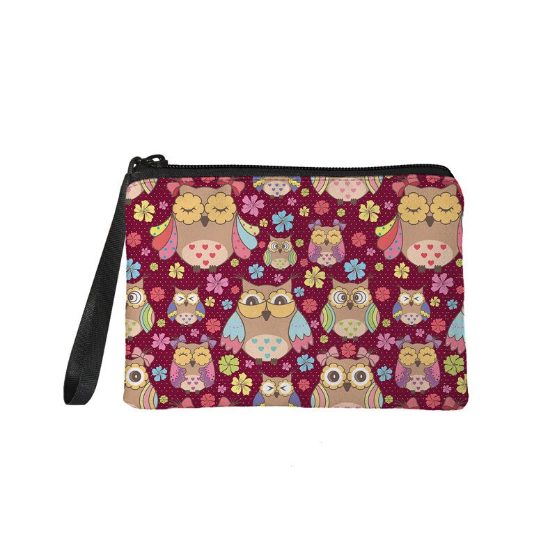 NOISYDESIGNS-monedero pequeño con dibujos animados de búho para mujer, cartera pequeña, monedero, tarjetero: Z8010D82