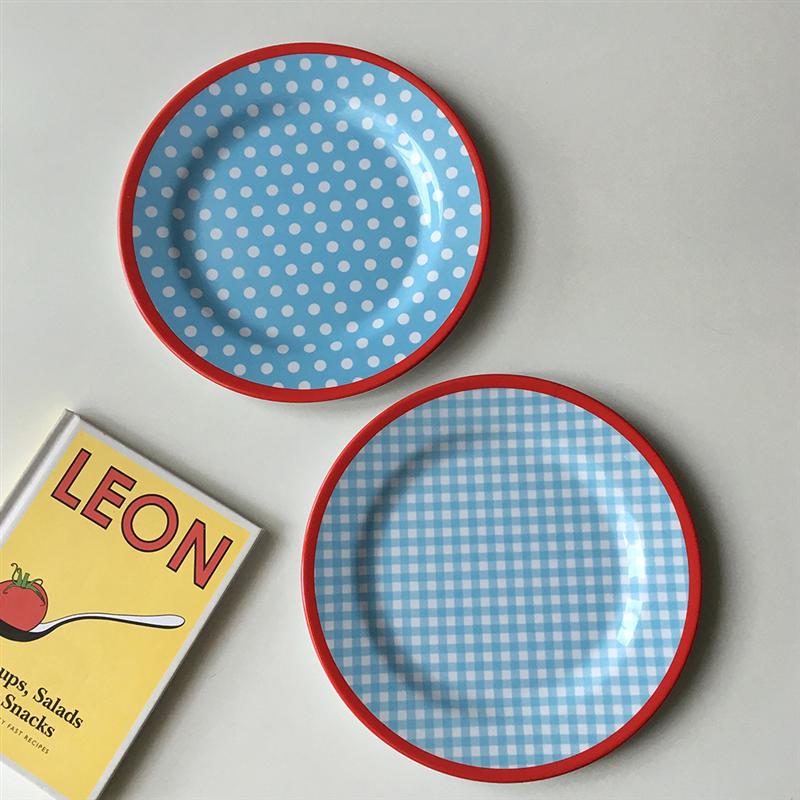 9 inch Imitation Porcelain Plate Dinner Fruit Plate Thickened Snack Plate Dessert Cake Dishes Pastry Tray Tableware Decoration