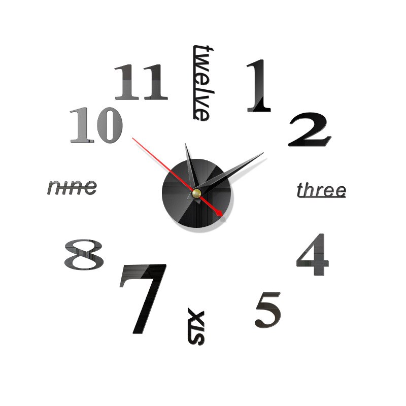 Klok horloge 3d diy acryl spiegel wand digitale klok stickers muurdecoratie woonkamer muur ornament huisdecoratie