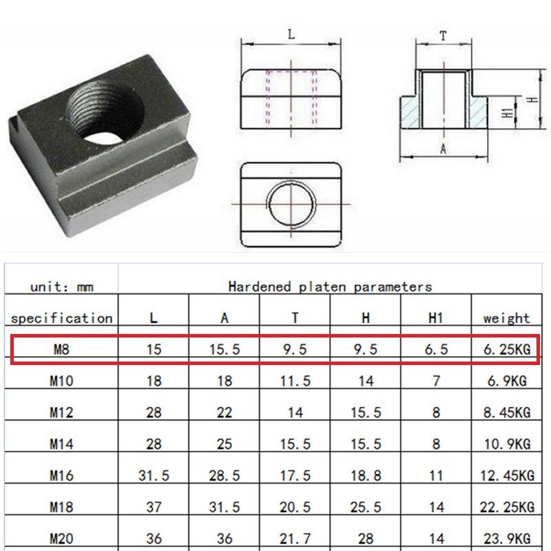 Hardening milling machine clamping set M8 58pcs mill clamp kit vice,clamping tool(A3 material heat )
